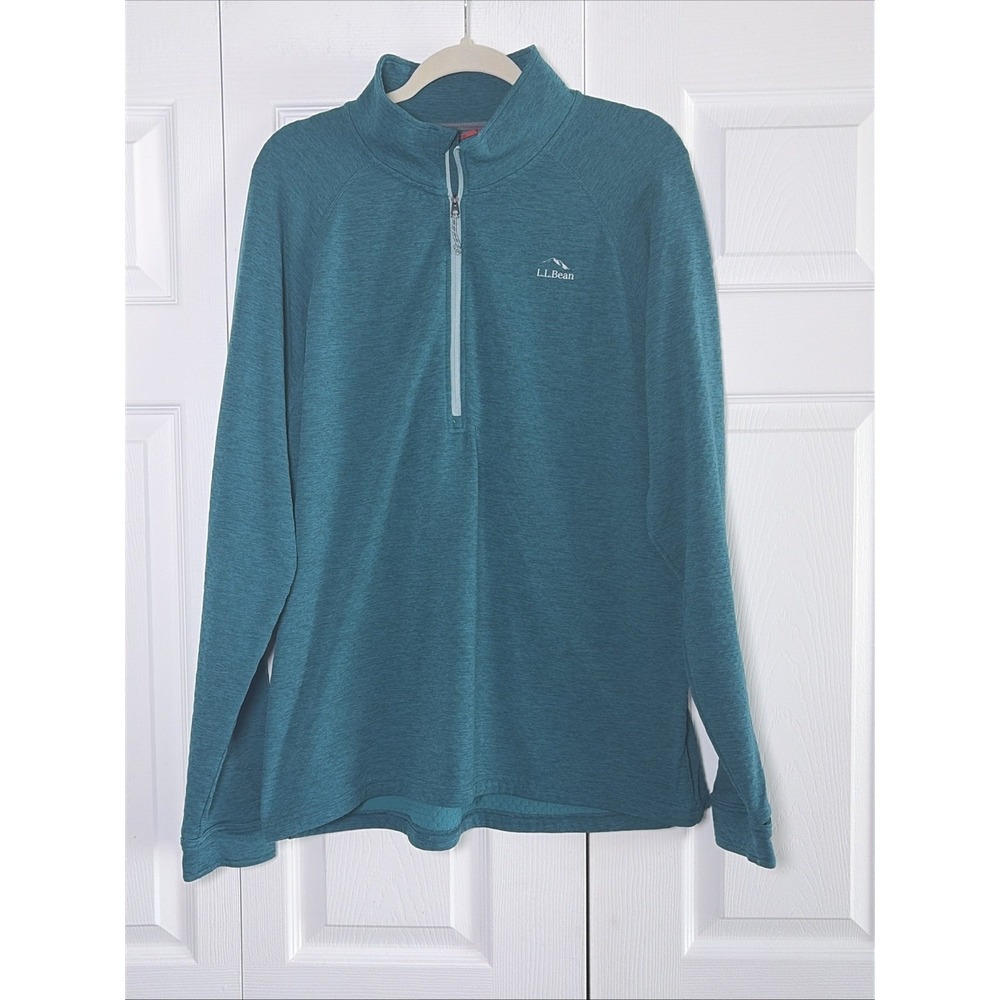 LL Bean Airlight 1/4 Zip Pullover Size L Teal Hiking Performance Slightly Fitted